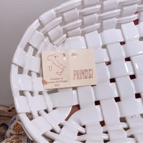 Ceramic of Bassano del Grappa  PRIMO'GI White Woven Ceramic Bread Basket Italy - Picture 3 of 4